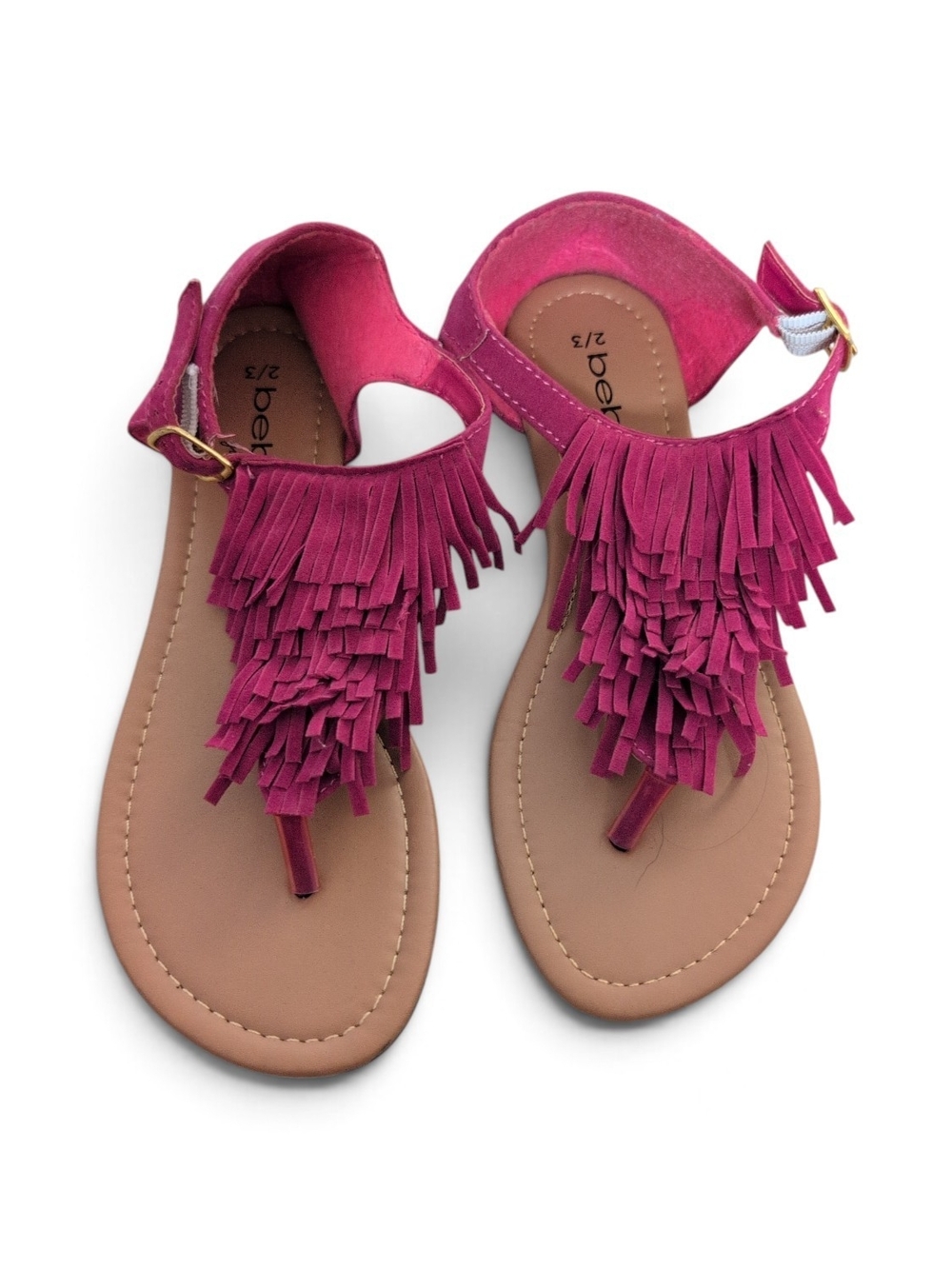 bebe Fuchsia Fringe Thong Sandals